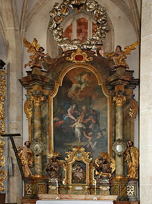 Schönbach, Pfarrkirche Mariae Lichtmess, Josefialtar, Altarblat Johann Georg Schmidt, 1719